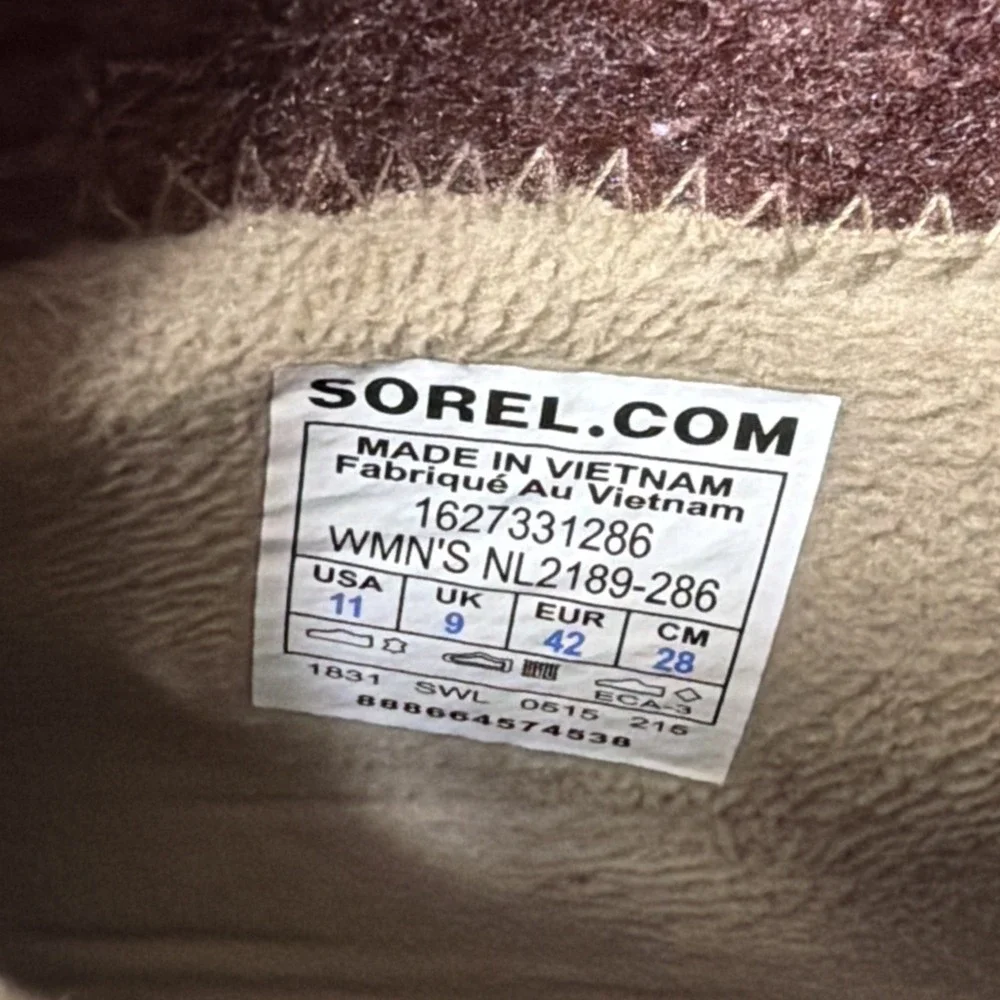 Sorel Meadow Women's 11 M Ankle Boots Brown Waterproof Suede NL2189-286 Side Zip